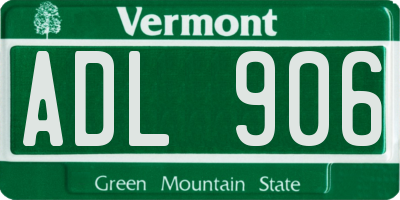 VT license plate ADL906