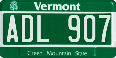 VT license plate ADL907