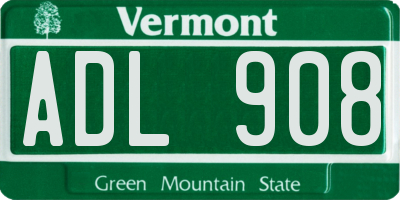 VT license plate ADL908