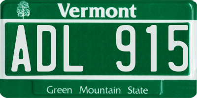 VT license plate ADL915
