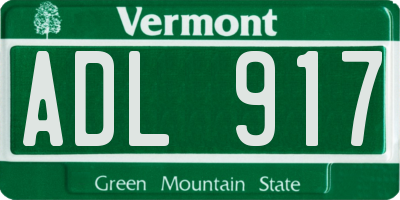 VT license plate ADL917