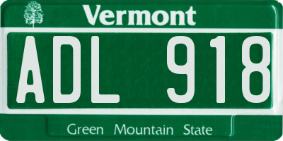 VT license plate ADL918