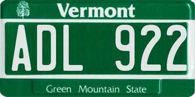 VT license plate ADL922
