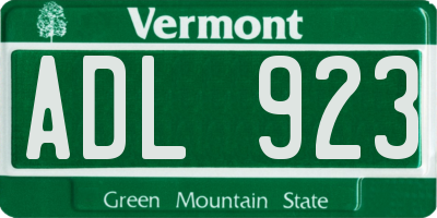 VT license plate ADL923