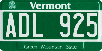 VT license plate ADL925