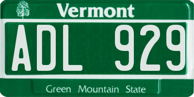 VT license plate ADL929