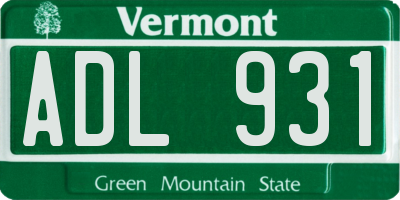 VT license plate ADL931