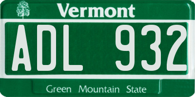 VT license plate ADL932