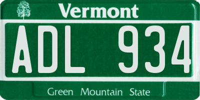 VT license plate ADL934