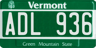 VT license plate ADL936