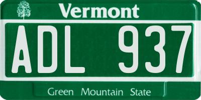 VT license plate ADL937