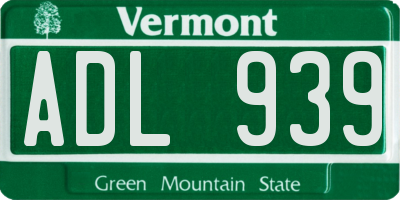VT license plate ADL939