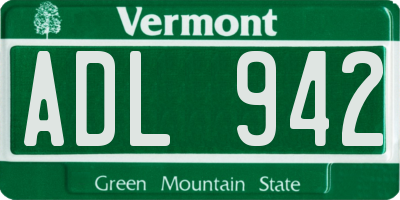 VT license plate ADL942