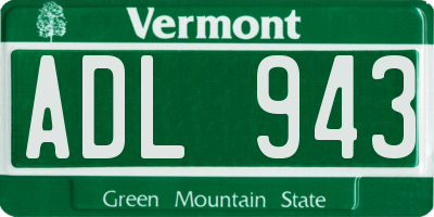 VT license plate ADL943