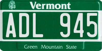 VT license plate ADL945
