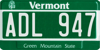 VT license plate ADL947