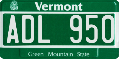 VT license plate ADL950