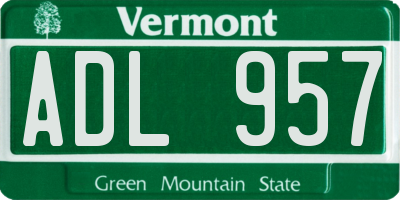 VT license plate ADL957