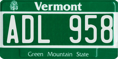 VT license plate ADL958