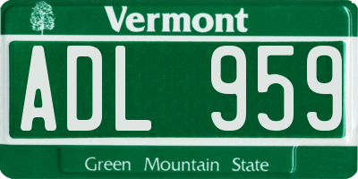VT license plate ADL959