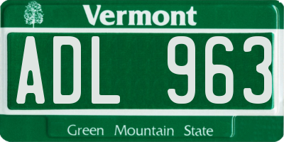 VT license plate ADL963