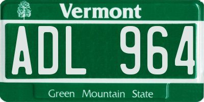 VT license plate ADL964