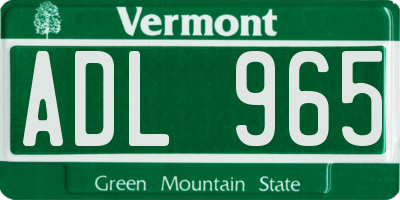 VT license plate ADL965