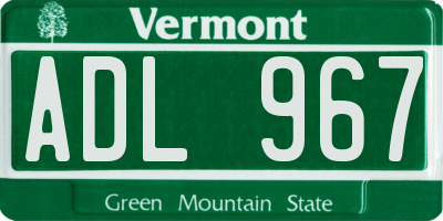 VT license plate ADL967