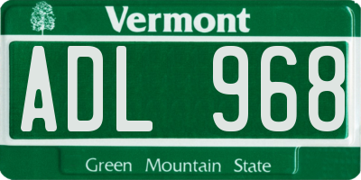 VT license plate ADL968