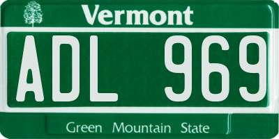VT license plate ADL969