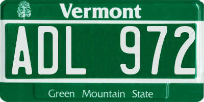 VT license plate ADL972
