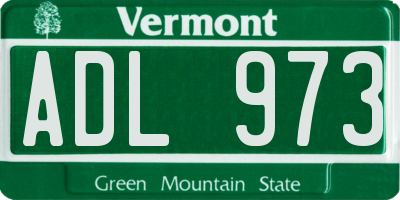 VT license plate ADL973