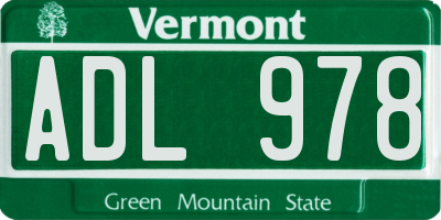 VT license plate ADL978