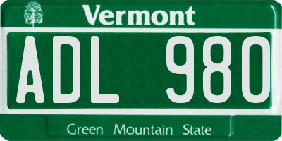 VT license plate ADL980