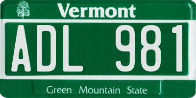VT license plate ADL981
