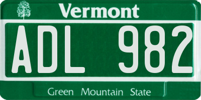 VT license plate ADL982
