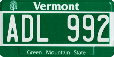 VT license plate ADL992
