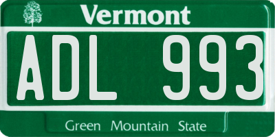 VT license plate ADL993