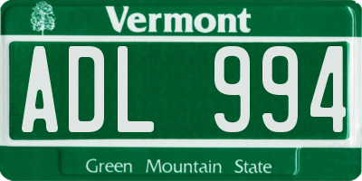 VT license plate ADL994