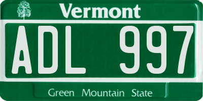 VT license plate ADL997