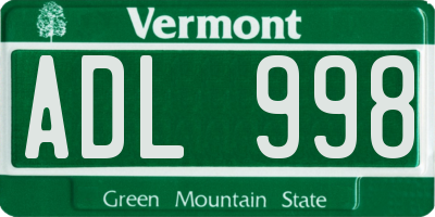 VT license plate ADL998