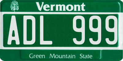 VT license plate ADL999