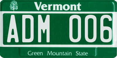 VT license plate ADM006