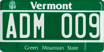 VT license plate ADM009
