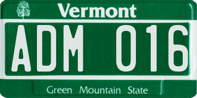 VT license plate ADM016