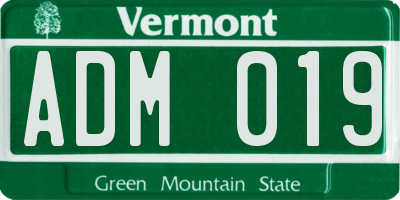VT license plate ADM019