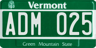 VT license plate ADM025