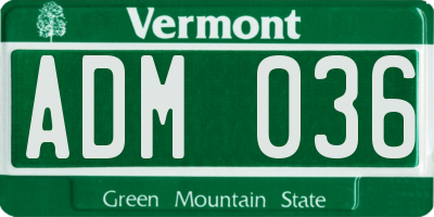 VT license plate ADM036