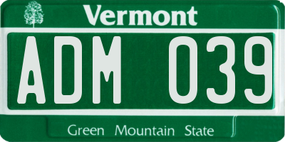 VT license plate ADM039