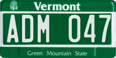 VT license plate ADM047